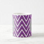 Trendy Paars Chevron Pattern Gray Monogram Koffiemok (Center)