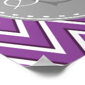 Trendy Paars Chevron Pattern Gray Monogram Poster (Hoek)