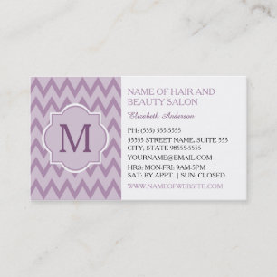 Trendy Paars Chevron Zigzag Monogram Beauticien Visitekaartje