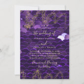 Trendy Paars en Gold Wedding Invitation Kaart (Voorkant)
