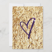 Trendy Paars en Gold Wedding Invitation Kaart (Achterkant)