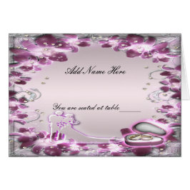 Trendy Paars Floral Chic Folded Table Place Card
