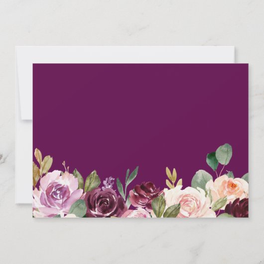 Trendy Paars Floral Roos Gold Foto Afstuderen Kaart (Achterkant)