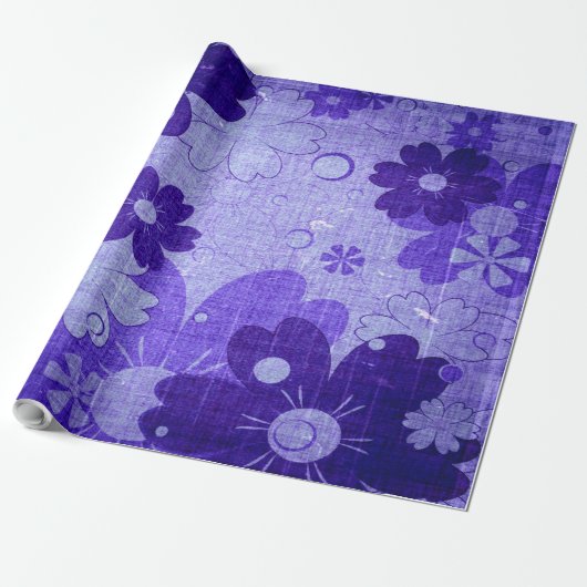 Trendy Paars Flower Cadeaupapier (Uitgerold)