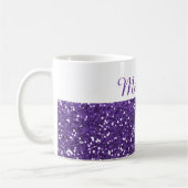 Trendy Paars Glitter Custom Name Koffiemok (Links)