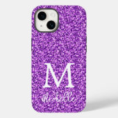 Trendy Paars Glitter Monogram Initiaal Naam Case-Mate iPhone Case (Achterkant)