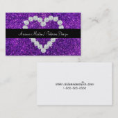 Trendy Paars Glitter Sparkly Diamond Heart Visitekaartje (Voorkant / Achterkant)