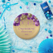 Trendy Paars Gold Balloons Afstuderen Papieren Bordje (Feest)