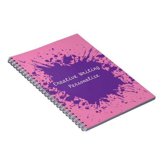 Trendy Paars roze creatief schrijven op persoonlij Notitieboek (Rechterzijde)