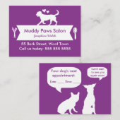 Trendy Paars Silhouette Dog Groomer Appointment Visitekaartje (Voorkant / Achterkant)