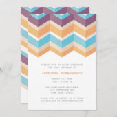 Trendy Paars Sinaasappel & Blue Chevron Birthday Kaart (Voorkant / Achterkant)