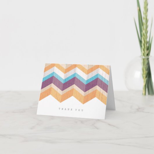 Trendy Paars Sinaasappel & Blue Chevron Hartelijk Bedankkaart (Voorkant)