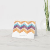 Trendy Paars Sinaasappel & Blue Chevron Hartelijk Bedankkaart (Voorkant)