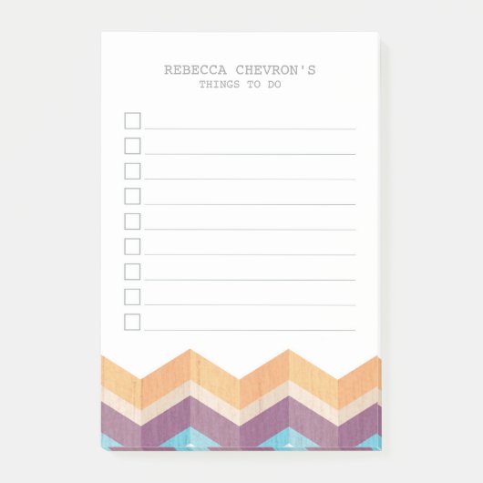 Trendy Paars Sinaasappel & Blue Chevron om lijst t Post-it® Notes (Voorkant)