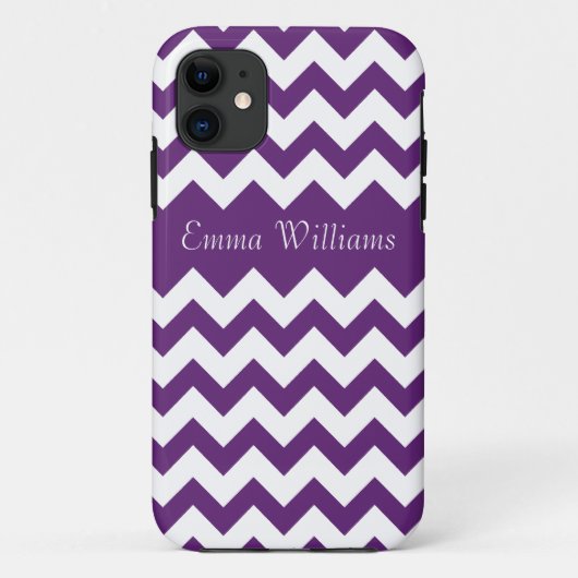 Trendy Paars White Chevron Pattern & Custom Name Case-Mate iPhone Case (Achterkant)