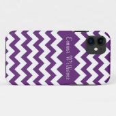 Trendy Paars White Chevron Pattern & Custom Name Case-Mate iPhone Case (Achterkant (horizontaal))