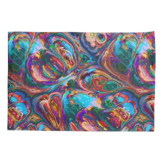 Trendy paarse aqua blue retro pillow hoesjes kussensloop (Achterkant-Links)