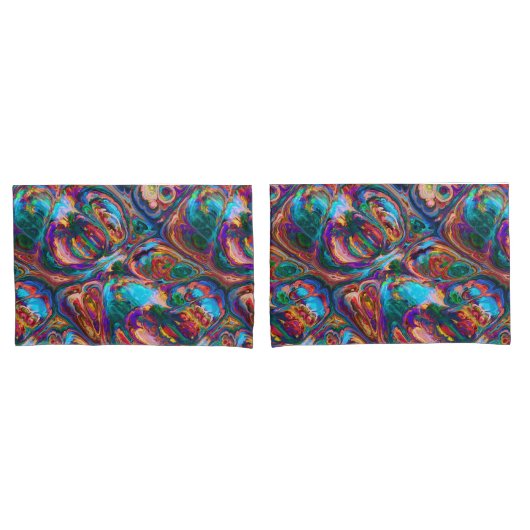 Trendy paarse aqua blue retro pillow hoesjes kussensloop (Voorkant-Set)