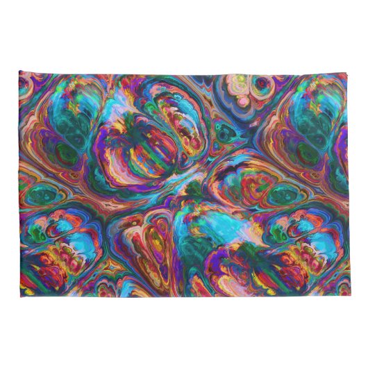 Trendy paarse aqua blue retro pillow hoesjes kussensloop (Achterkant-Rechts)