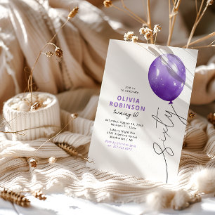 Trendy Paarse Ballon 60e Verjaardag Kaart