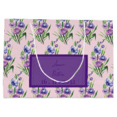 Trendy Paarse Blauw Bloempatroon Huwelijksgunst Groot Cadeauzakje (Achterkant)