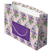 Trendy Paarse Blauw Bloempatroon Huwelijksgunst Groot Cadeauzakje (Achterkant Gekanteld)