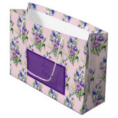 Trendy Paarse Blauw Bloempatroon Huwelijksgunst Groot Cadeauzakje (Voorkant Gekanteld)