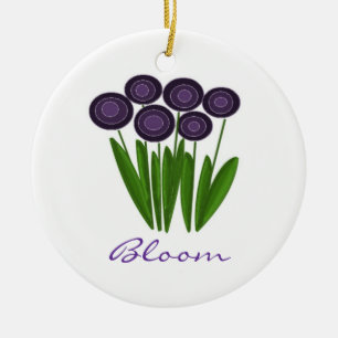 Trendy Paarse Bloem Keramisch Ornament