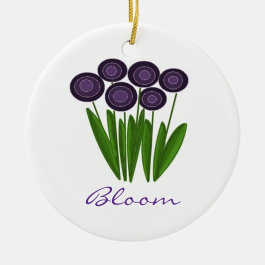 Trendy Paarse Bloem Keramisch Ornament (Voorkant)