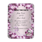 Trendy Paarse Bloemachtige Chic Bewaar De Datum Ma Magneet (Verticaal)