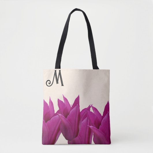 Trendy paarse bloemen op gouden zomerstrand tote bag (Voorkant)