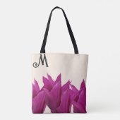 Trendy paarse bloemen op gouden zomerstrand tote bag (Achterkant)