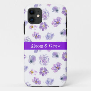 Trendy paarse bloemen patroon iPhone Case