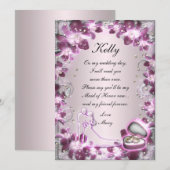 Trendy Paarse Bloemige Chic Bruidsmeisje kaart (Voorkant / Achterkant)