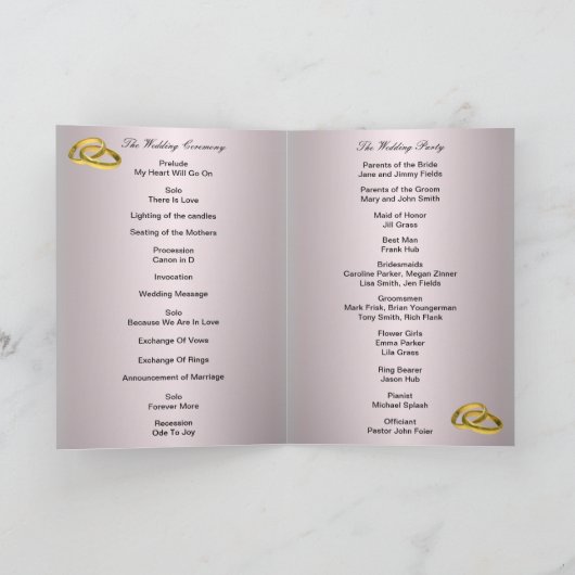 Trendy Paarse Bloemige Chic Programma Kaart (Binnen)