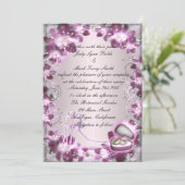 Trendy Paarse Bloemige Chic Uitnodiging (Staand voorkant)