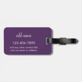 Trendy Paarse bloemmotief met aangepaste monogram Bagagelabel (Achterkant horizontaal)