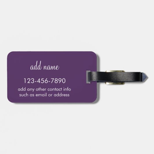 Trendy Paarse bloemmotief met aangepaste monogram Bagagelabel (Achterkant horizontaal)