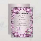 Trendy Paarse Bloemrijke Chic Bewaar De Datum Kaar Kaart (Voorkant / Achterkant)