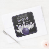 Trendy Paarse Bowling Party Nodig Sticker uit (Envelop)