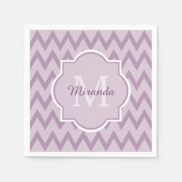 Trendy Paarse Chevron Zigzag Naam en Monogram Servet