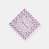 Trendy Paarse Chevron Zigzag Naam en Monogram Servet (Hoek)