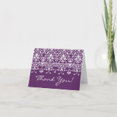 Trendy Paarse Damask Bedankt Opmerking Kaart (Voorkant)