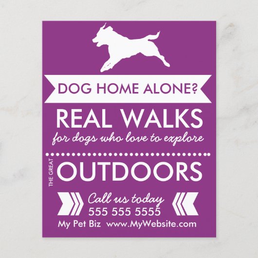 Trendy Paarse Dog Silhouette Dog Walker Flyer (Voorkant)