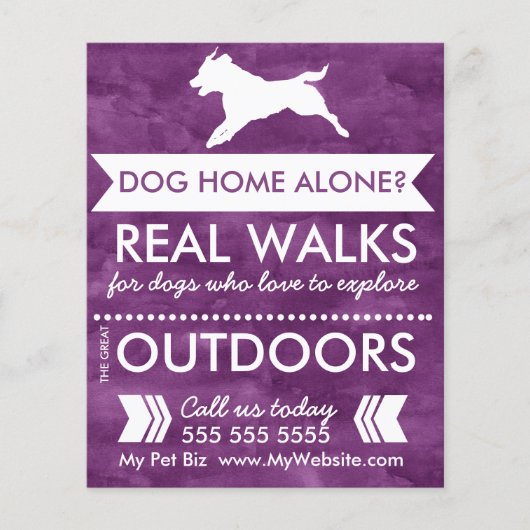 Trendy Paarse Dog Silhouette Dog Walker Flyer (Voorkant)