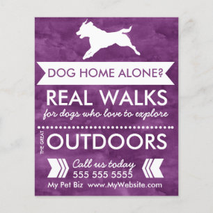 Trendy Paarse Dog Silhouette Dog Walker Flyer