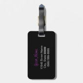 Trendy Paarse en zwarte Giraffe met groen lint Bagagelabel (Achterkant verticaal)