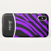 Trendy Paarse en zwarte Zebra Stripe telefoontas Case-Mate iPhone Case (Achterkant (horizontaal))