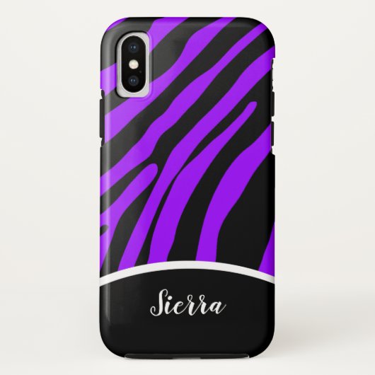 Trendy Paarse en zwarte Zebra Stripe telefoontas Case-Mate iPhone Case (Achterkant)