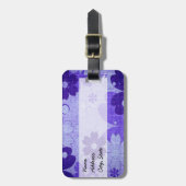 Trendy Paarse Floral Bagagelabel (Voorkant verticaal)